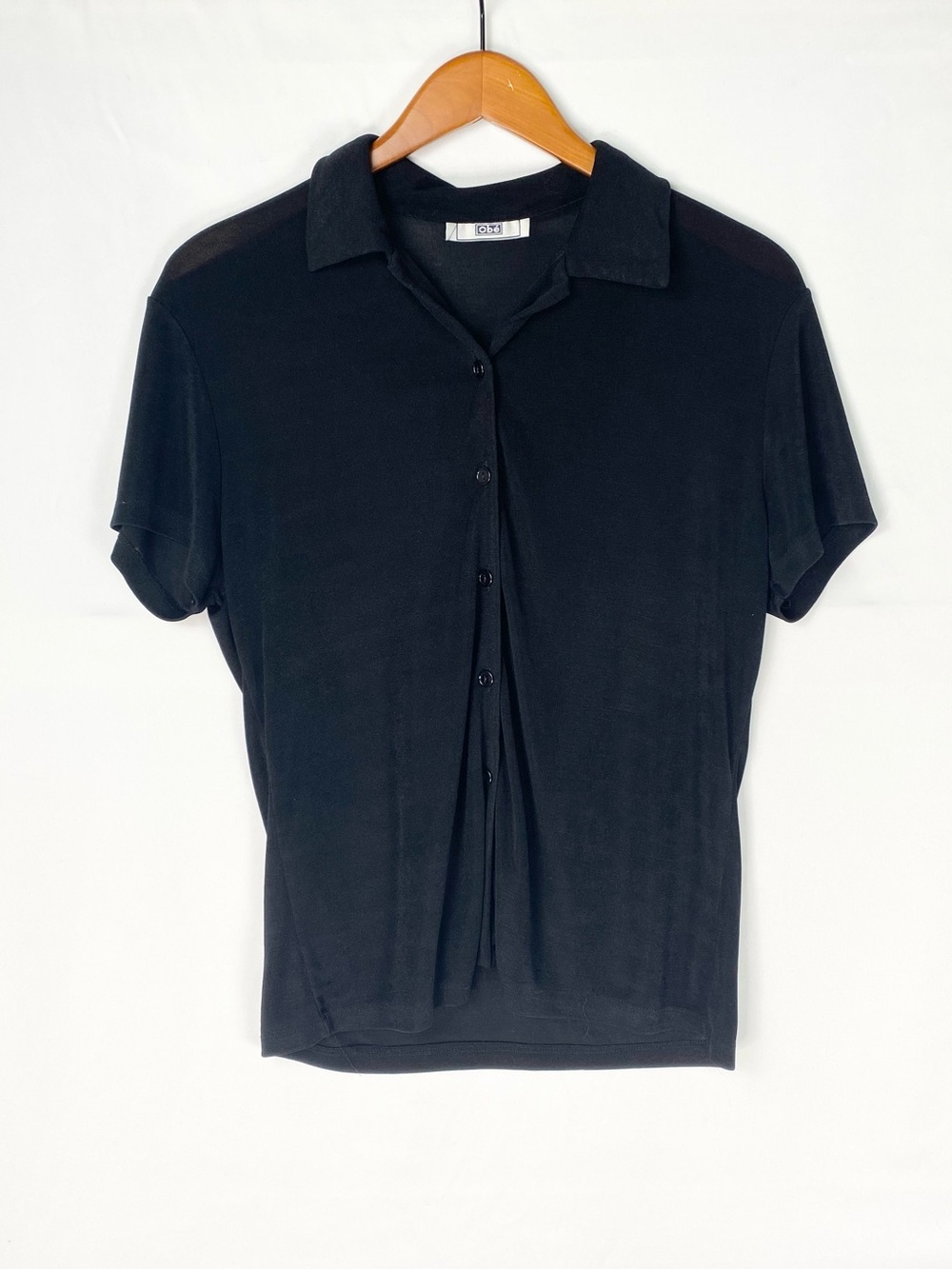 Vintage Obe Black‎ Collared Button Up Blouse Size Small
